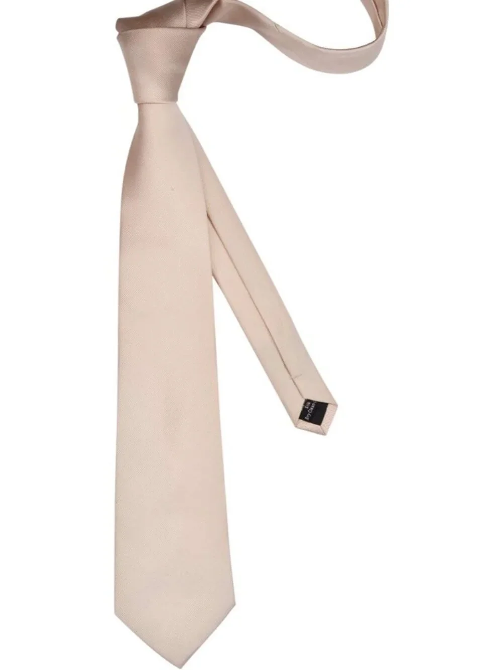 Men's Beige Solid Twill Textured Woven Silk Formal Necktie For Wedding Dress